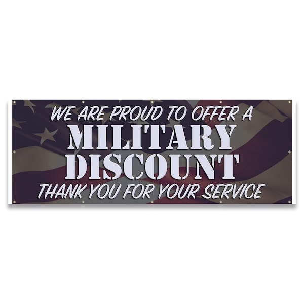Signmission Military Discount Thank You For Your Service Banner Concession Stand Food Truck Single Sided B-120-30106 - main